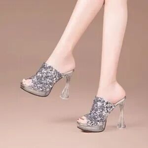 Elegant Silver Women's Heels